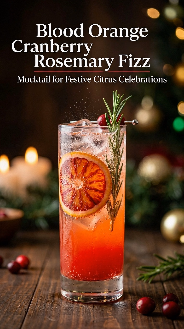 Blood Orange Cranberry Rosemary Fizz