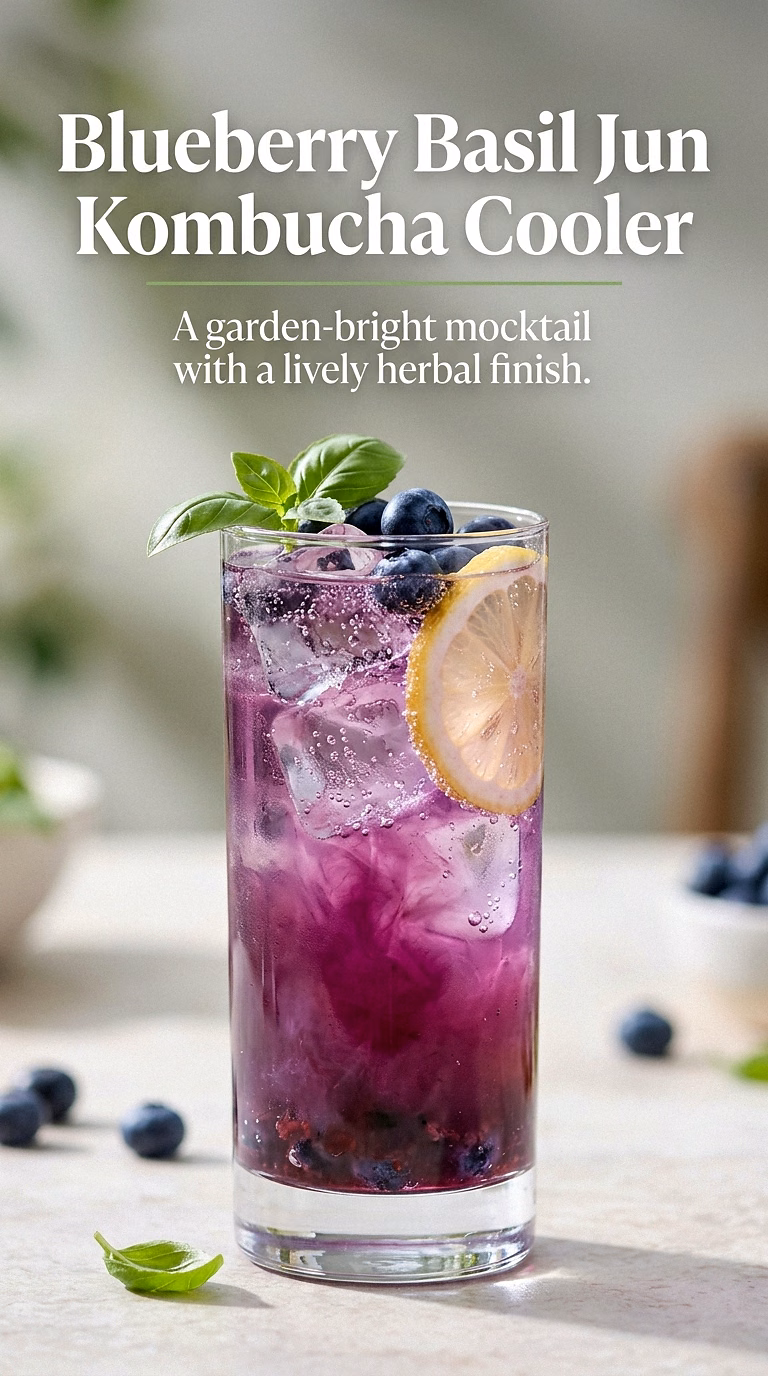 Blueberry Basil Jun Kombucha Cooler