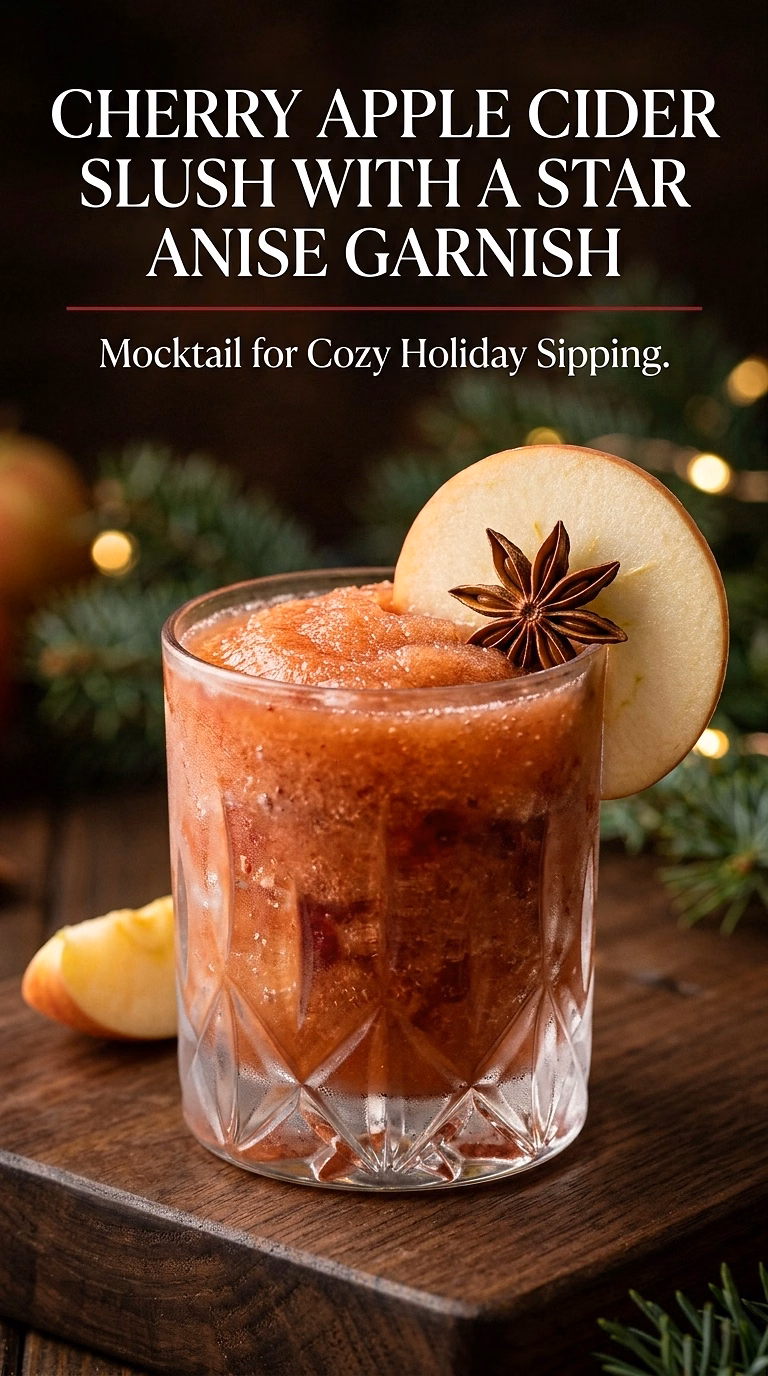 Cherry Apple Cider Slush With a Star Anise Garnish