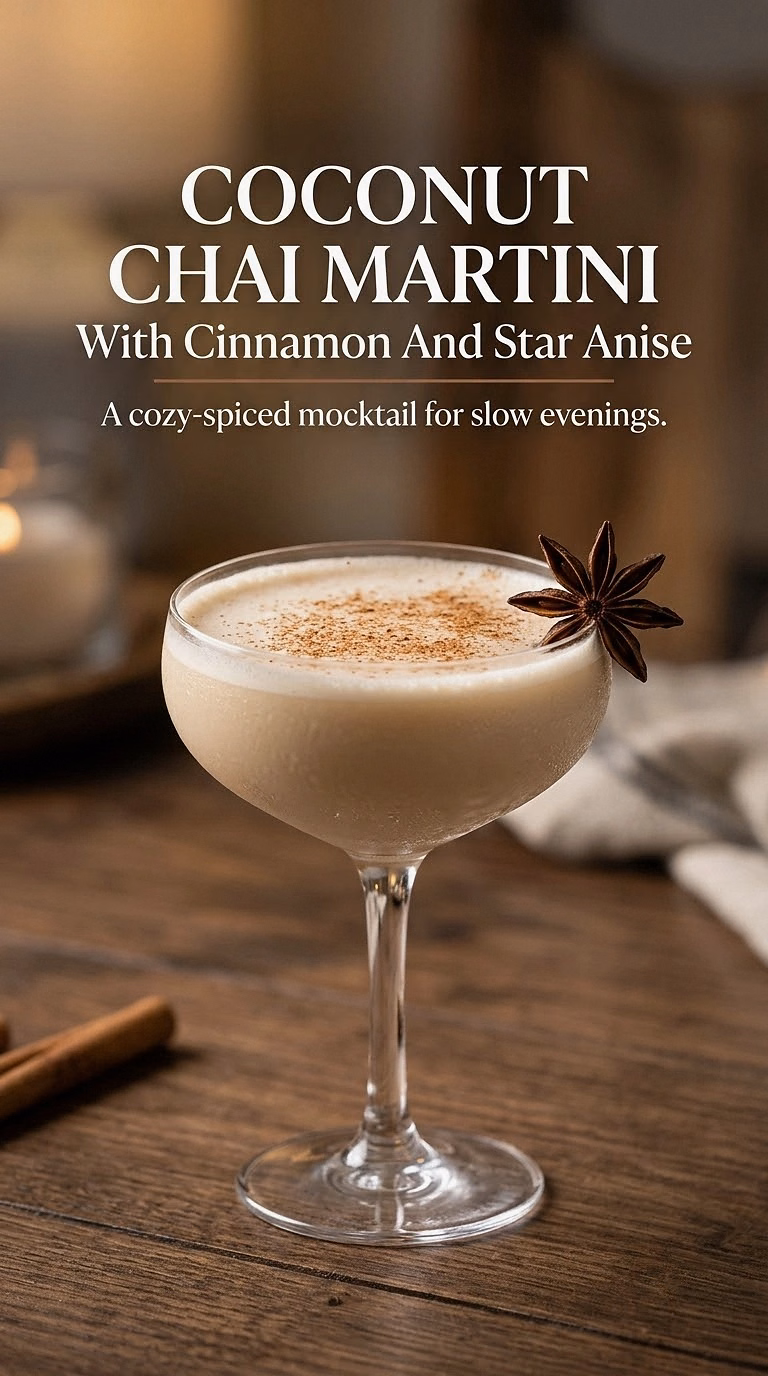 Coconut Chai Martini With Cinnamon And Star Anise