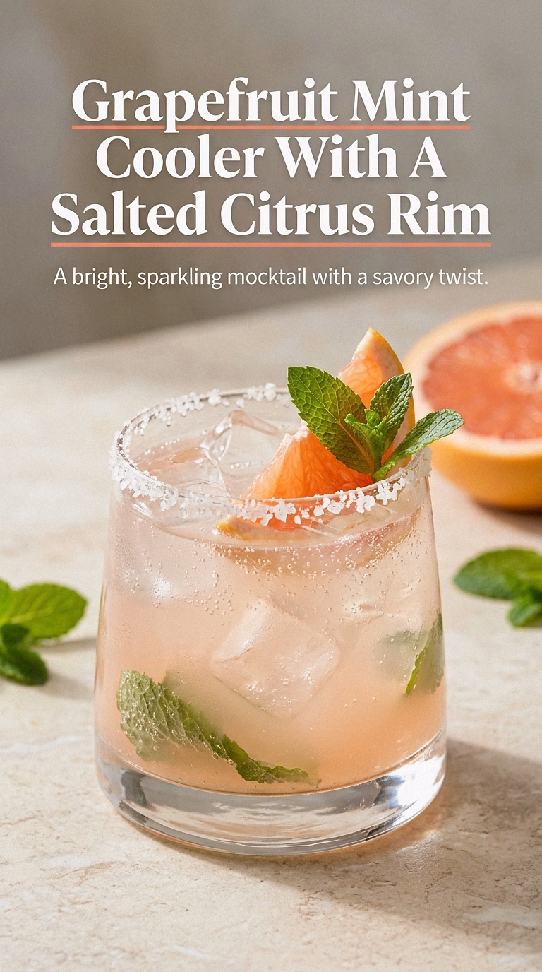 Grapefruit Mint Cooler With A Salted Citrus Rim