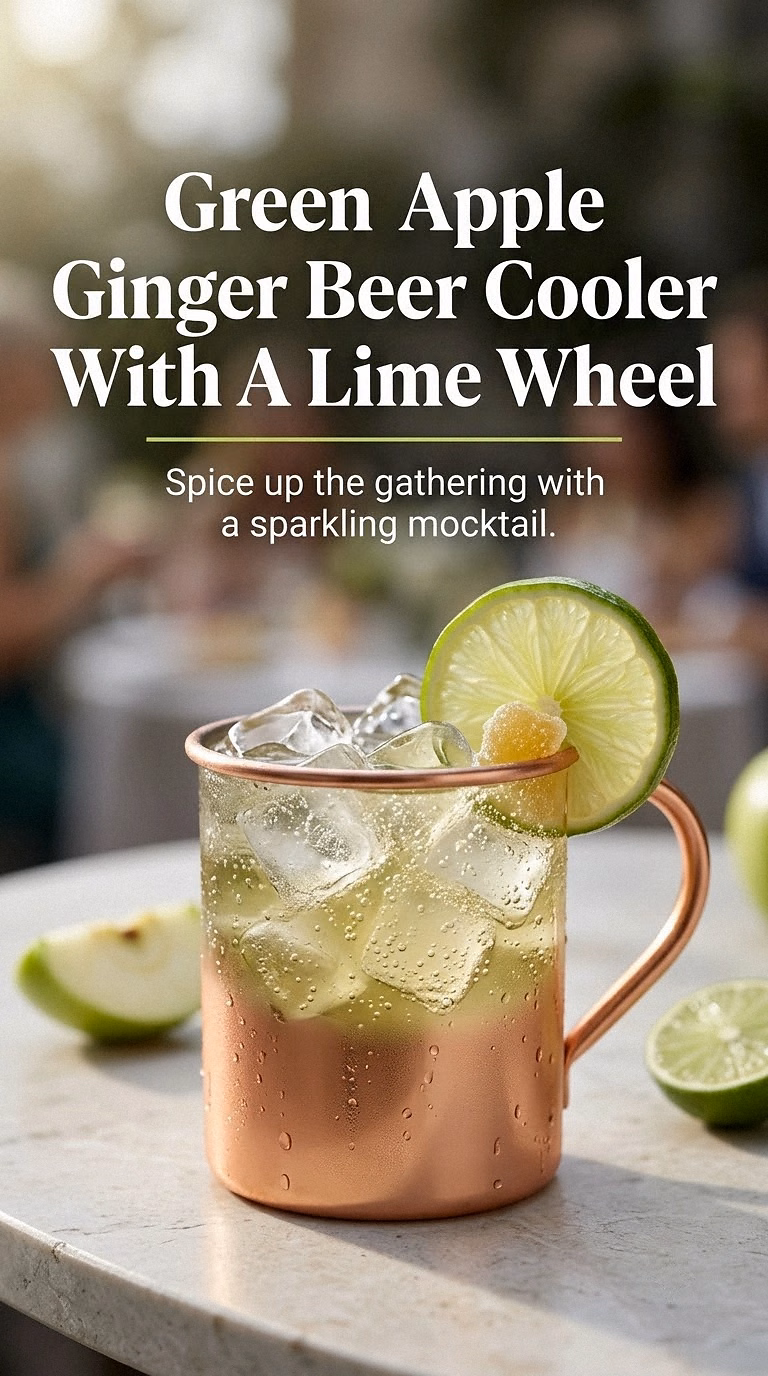 Green Apple Ginger Beer Cooler With A Lime Wheel
