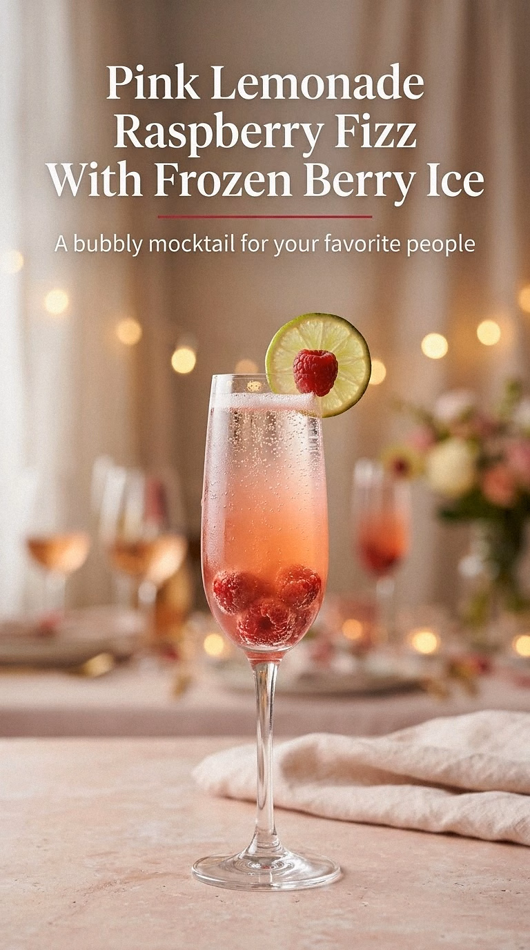 Pink Lemonade Raspberry Fizz With Frozen Berry Ice