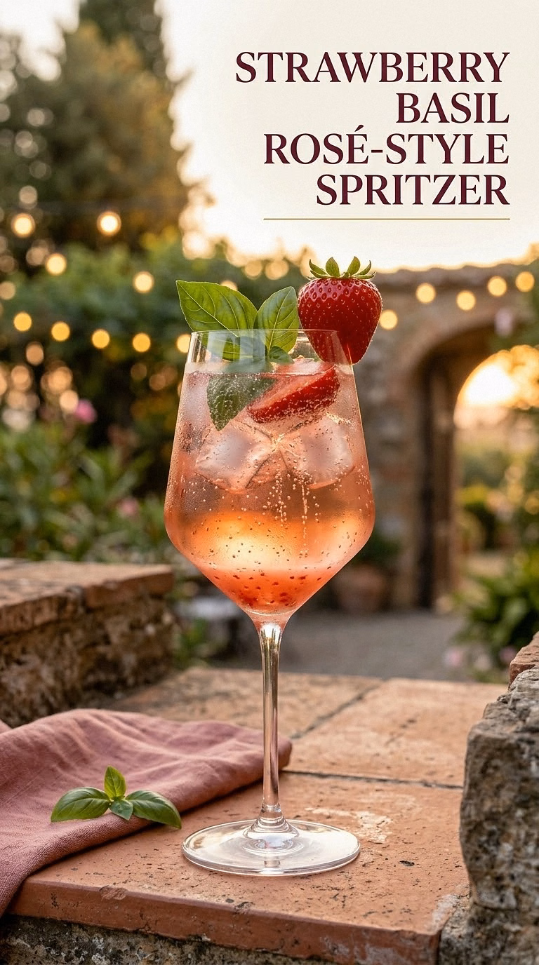 Strawberry Basil Rosé-Style Spritzer