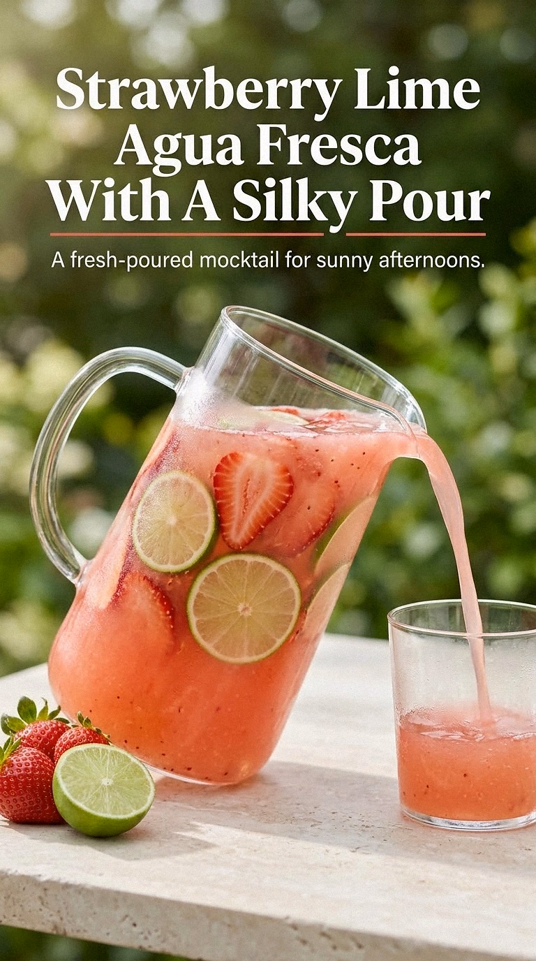 Strawberry Lime Agua Fresca With A Silky Pour