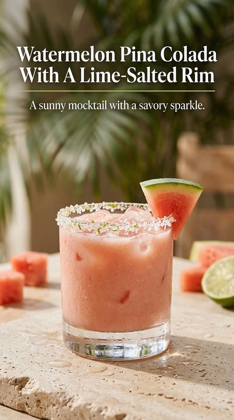 Watermelon Pina Colada With A Lime-Salted Rim