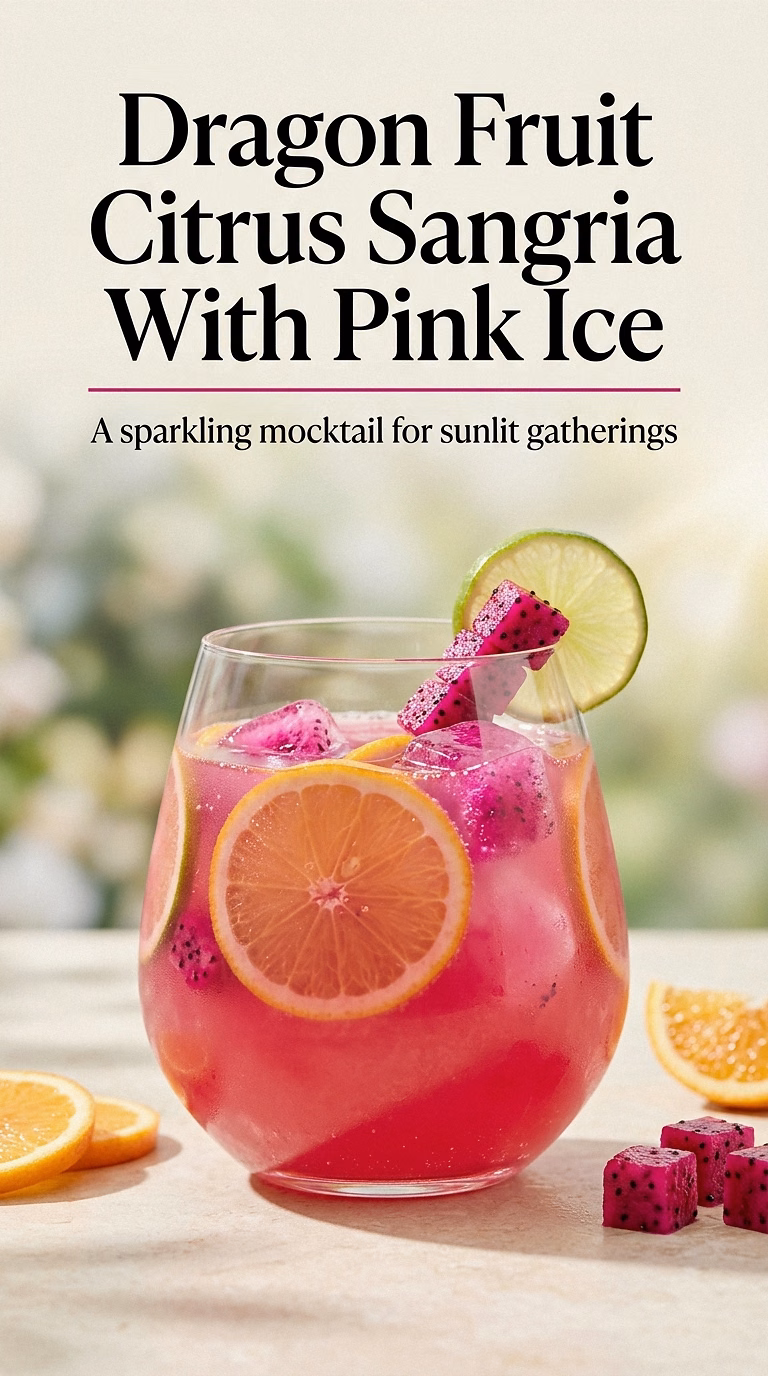 Dragon Fruit Citrus Sangria With Pink Ice