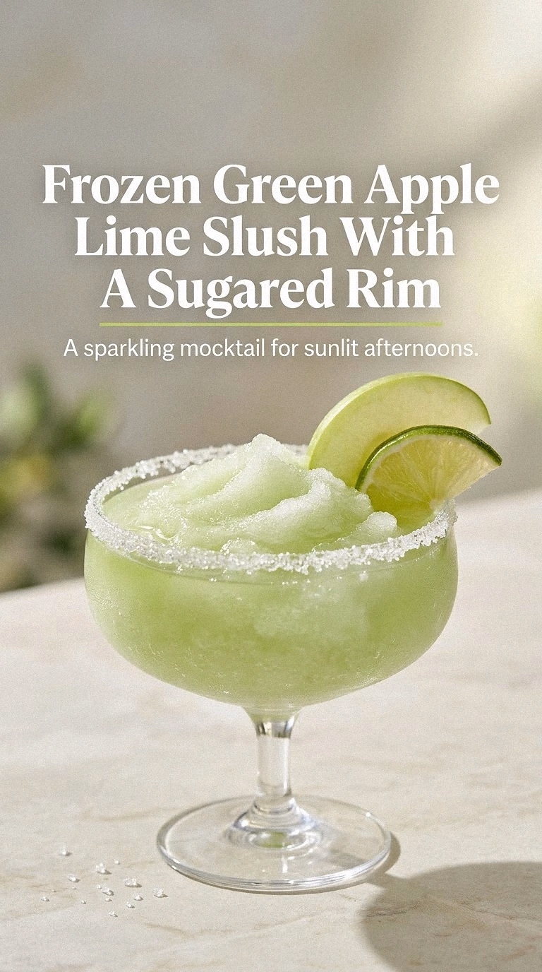 Frozen Green Apple Lime Slush With A Sugared Rim