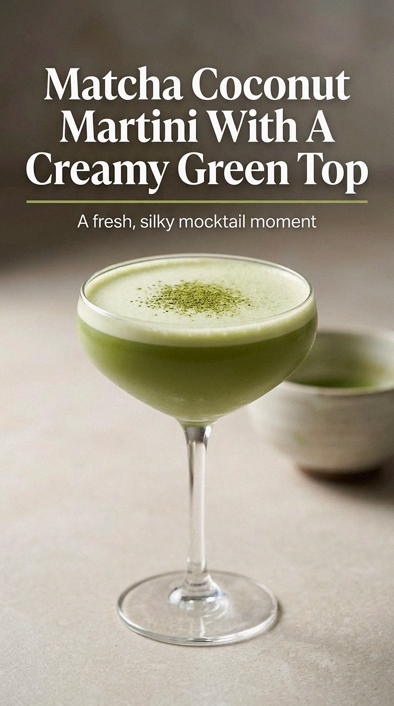 Matcha Coconut Martini With A Creamy Green Top