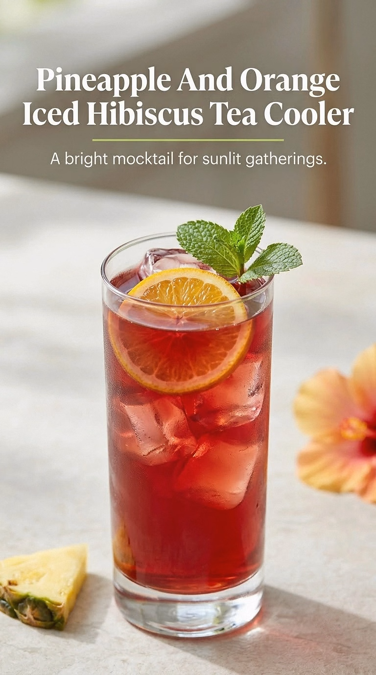 Pineapple And Orange Iced Hibiscus Tea Cooler
