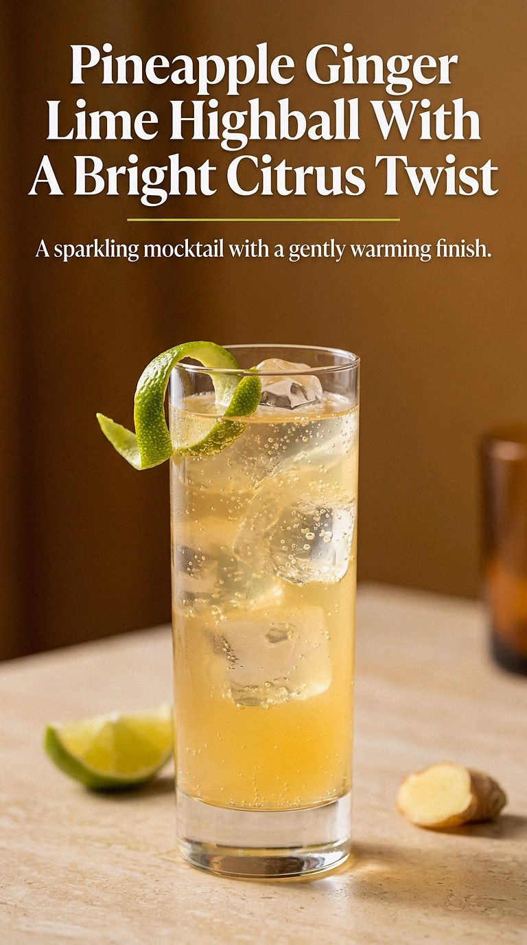 Pineapple Ginger Lime Highball With A Bright Citrus Twist