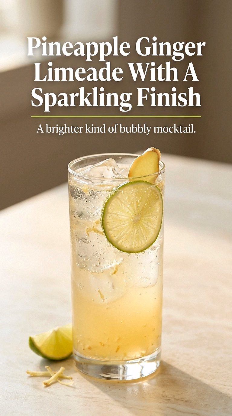 Pineapple Ginger Limeade With A Sparkling Finish
