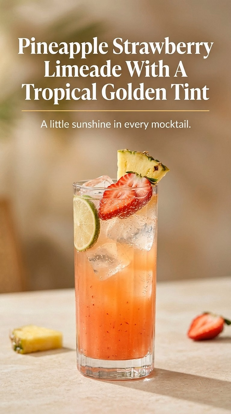 Pineapple Strawberry Limeade With A Tropical Golden Tint