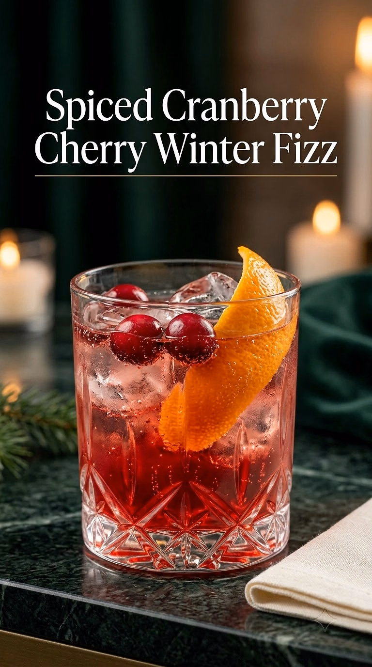 Spiced Cranberry Cherry Winter Fizz