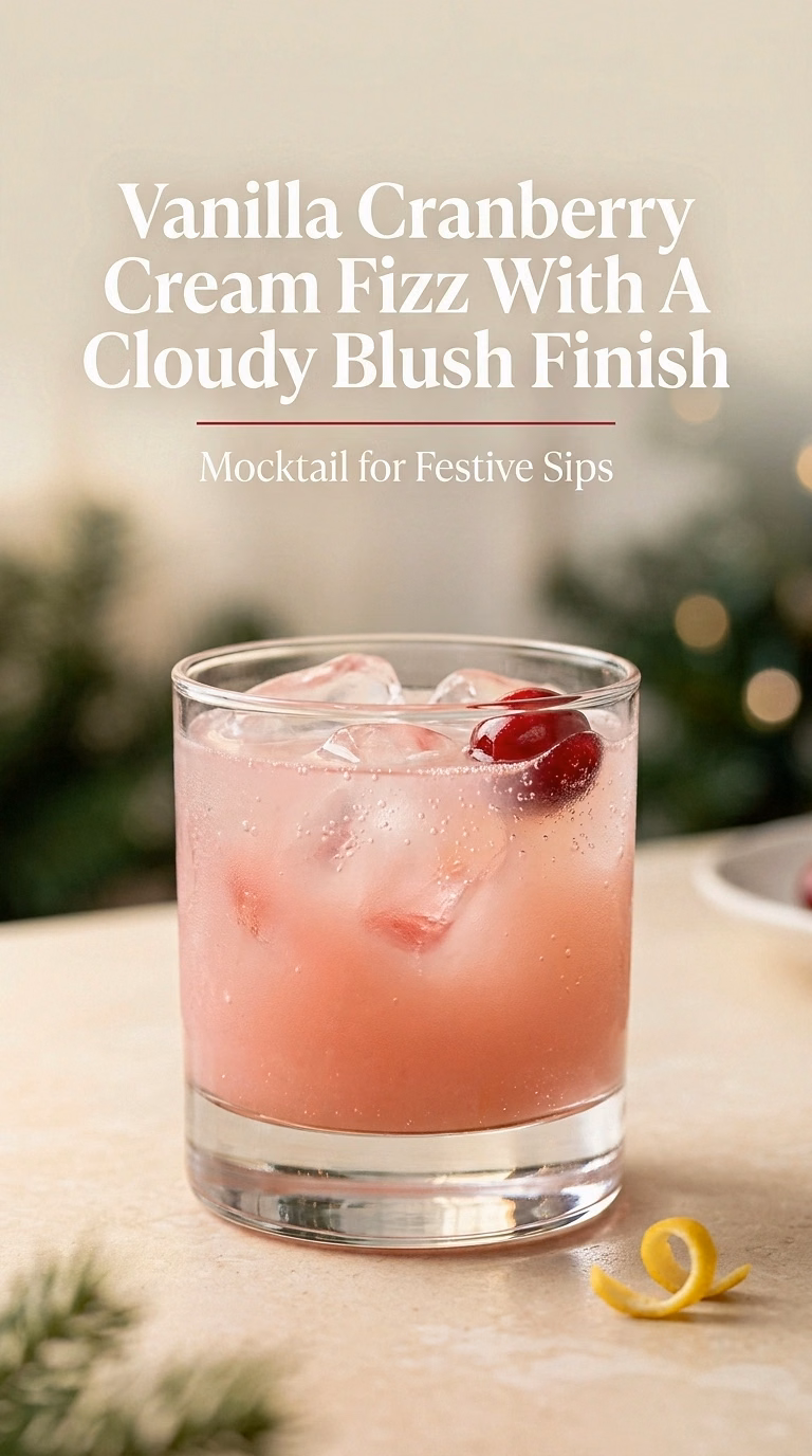 Vanilla Cranberry Cream Fizz With A Cloudy Blush Finish