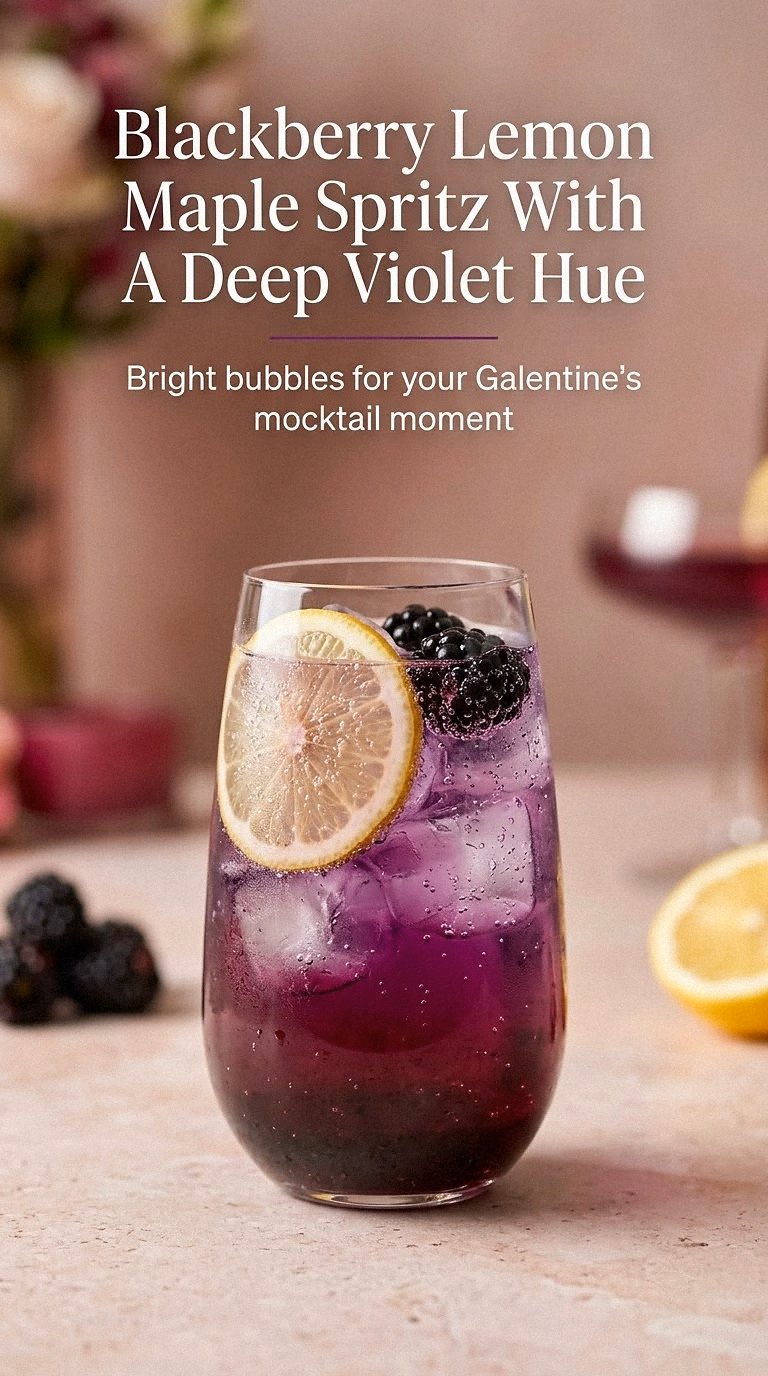 Blackberry Lemon Maple Spritz With A Deep Violet Hue