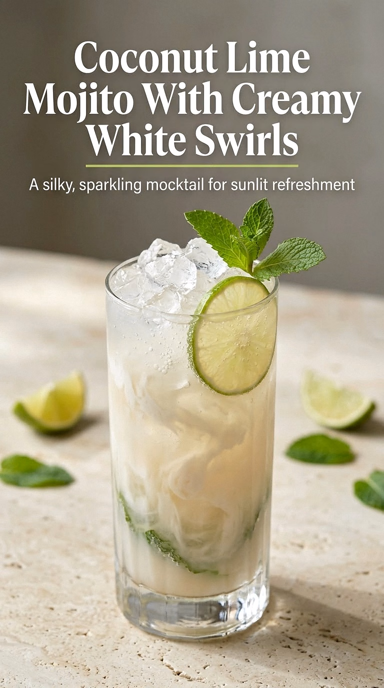 Coconut Lime Mojito With Creamy White Swirls