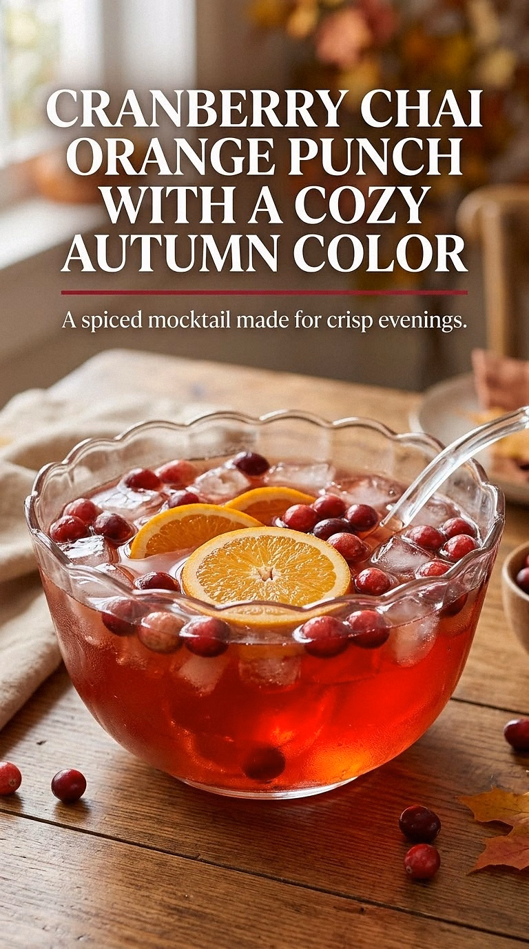 Cranberry Chai Orange Punch With A Cozy Autumn Color