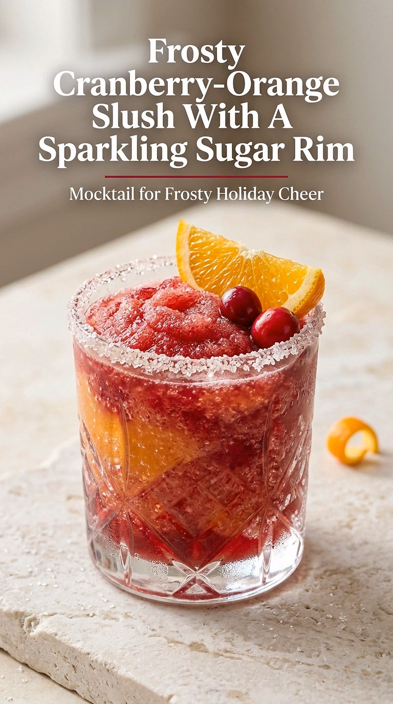 Frosty Cranberry-Orange Slush With A Sparkling Sugar Rim