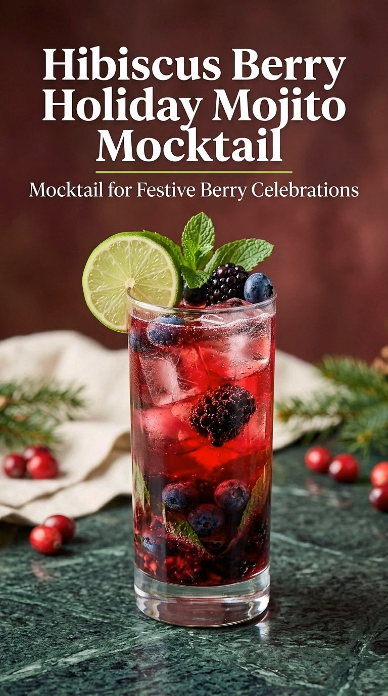 Hibiscus Berry Holiday Mojito Mocktail