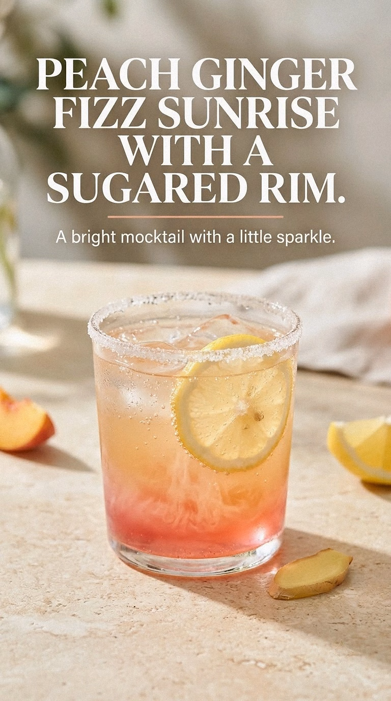 Peach Ginger Fizz Sunrise With a Sugared Rim