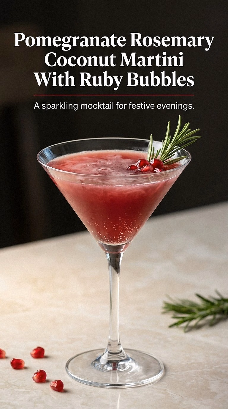 Pomegranate Rosemary Coconut Martini With Ruby Bubbles