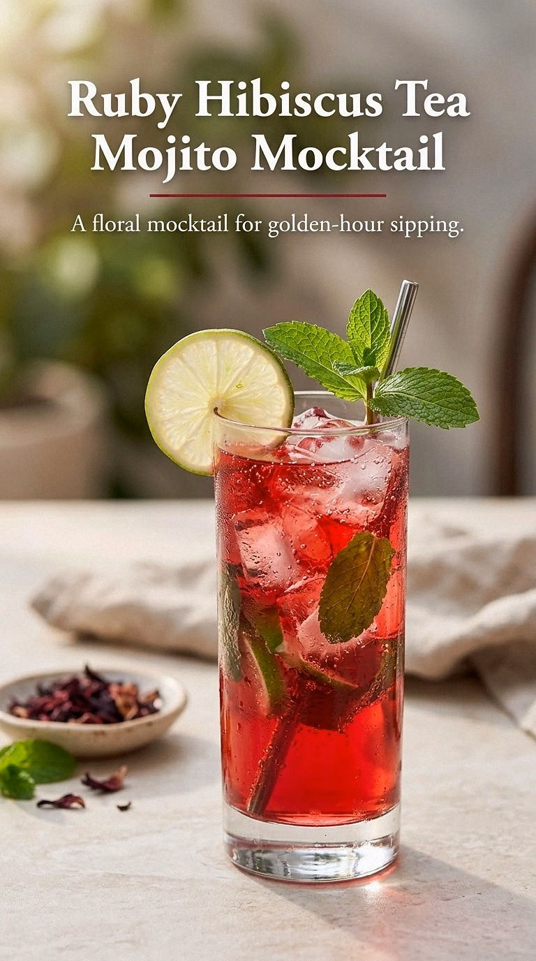 Ruby Hibiscus Tea Mojito Mocktail