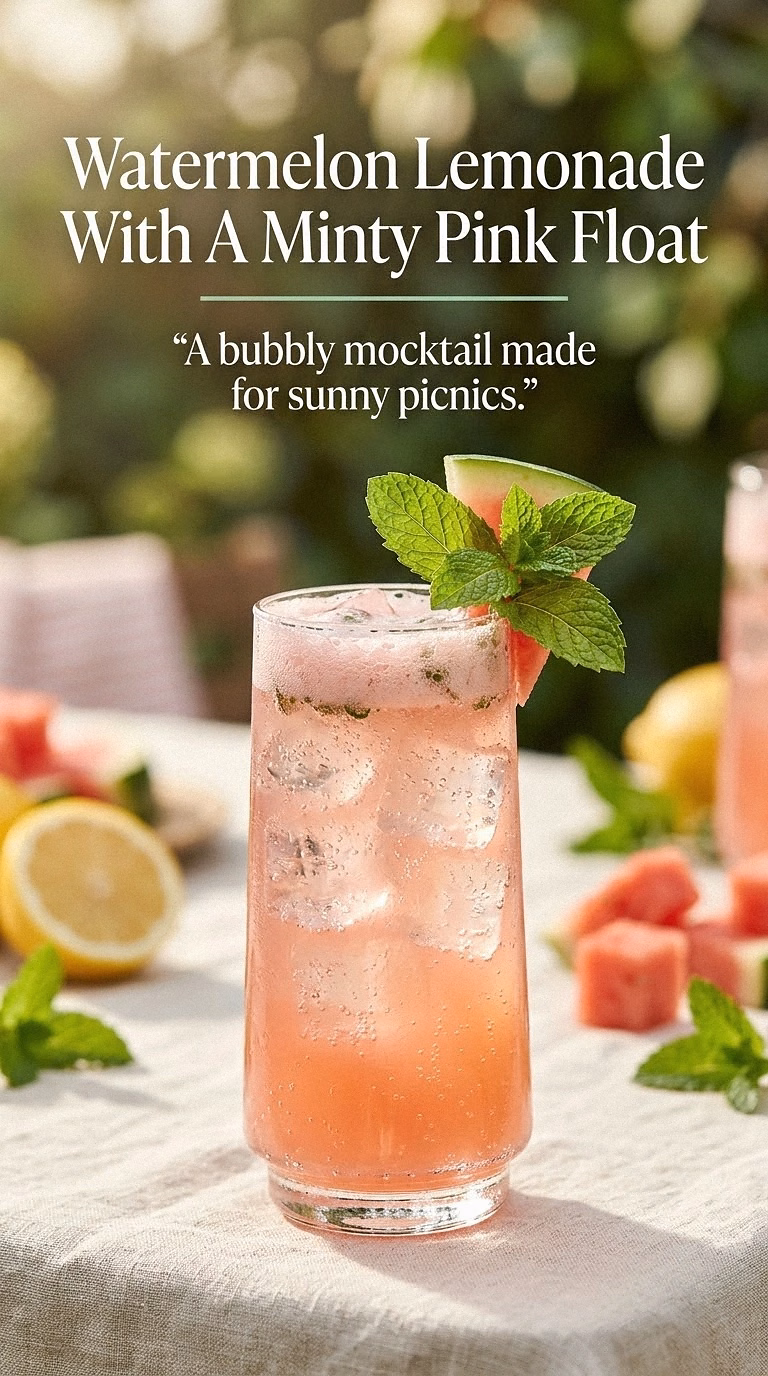 Watermelon Lemonade With A Minty Pink Float