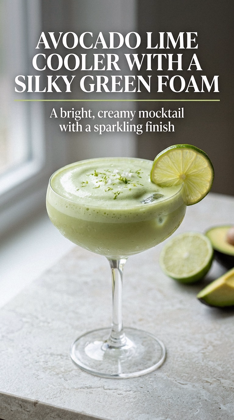 Avocado Lime Cooler With A Silky Green Foam