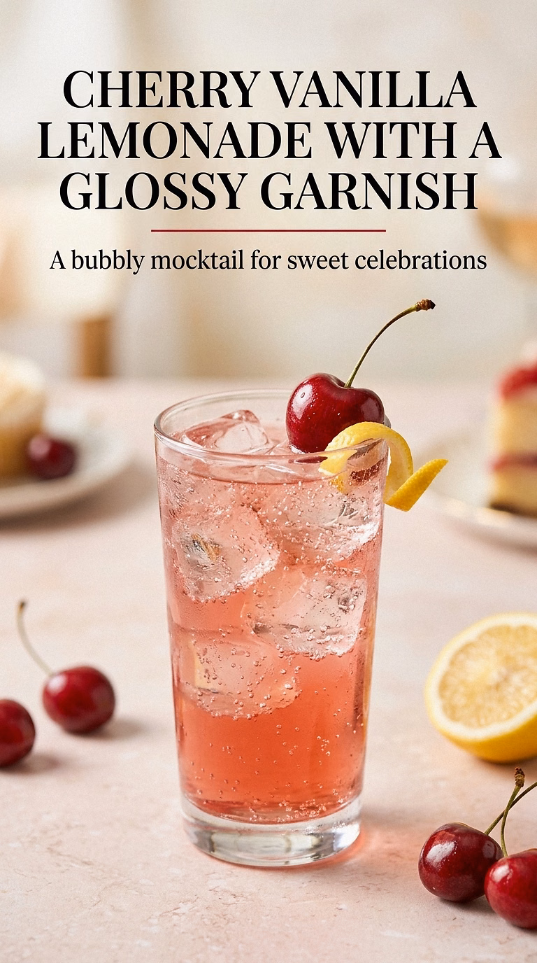 Cherry Vanilla Lemonade With A Glossy Garnish
