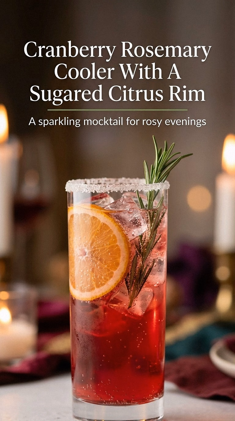 Cranberry Rosemary Cooler With A Sugared Citrus Rim