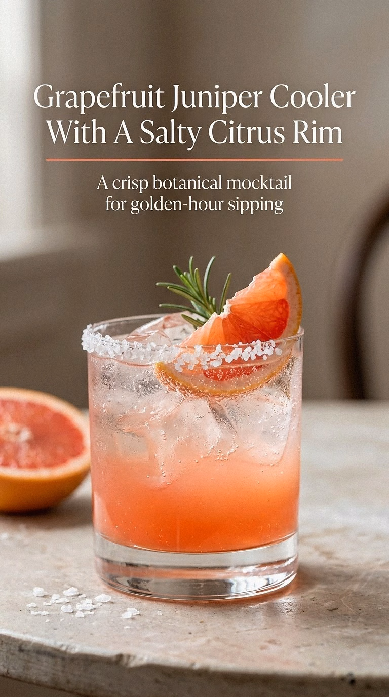 Grapefruit Juniper Cooler With A Salty Citrus Rim