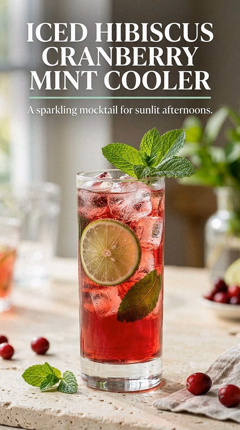 Iced Hibiscus Cranberry Mint Cooler