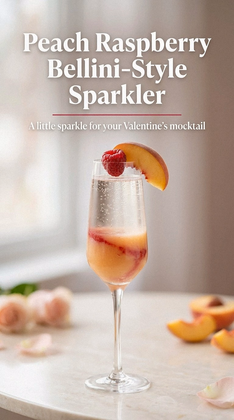 Peach Raspberry Bellini-Style Sparkler