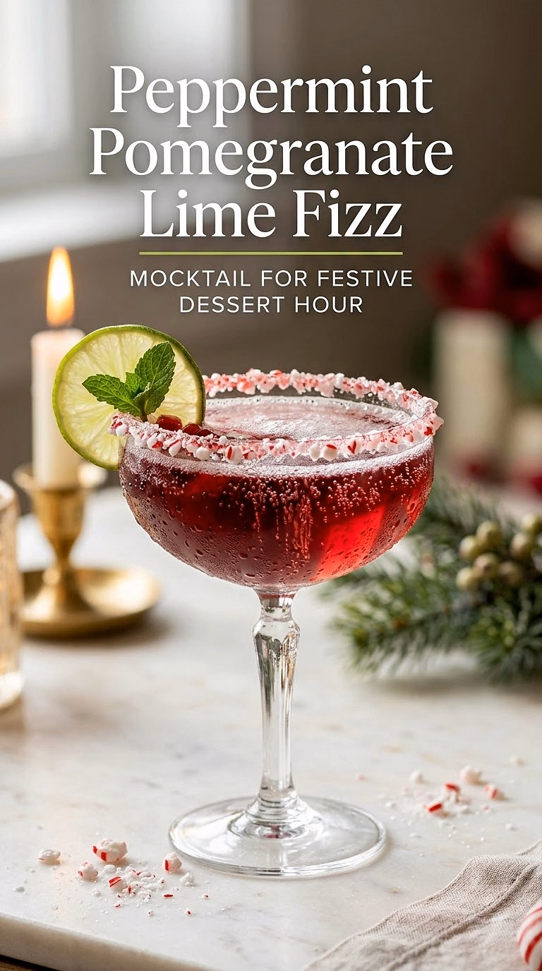 Peppermint Pomegranate Lime Fizz