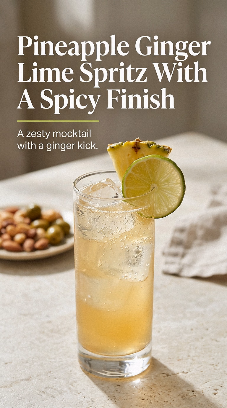 Pineapple Ginger Lime Spritz With A Spicy Finish