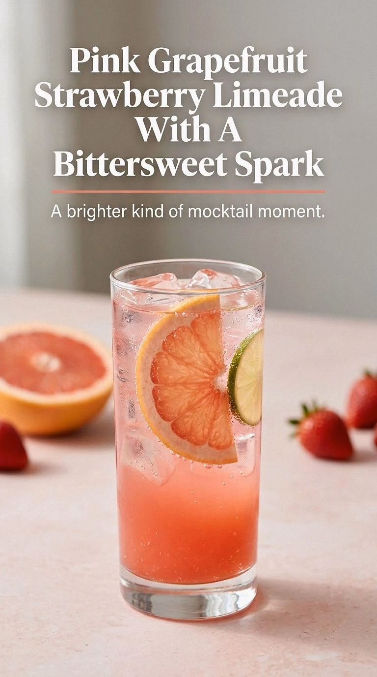 Pink Grapefruit Strawberry Limeade With A Bittersweet Spark