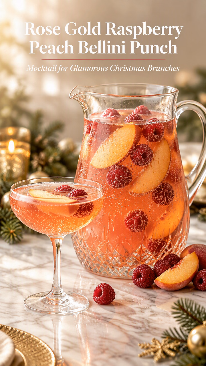 Rose Gold Raspberry Peach Bellini Punch