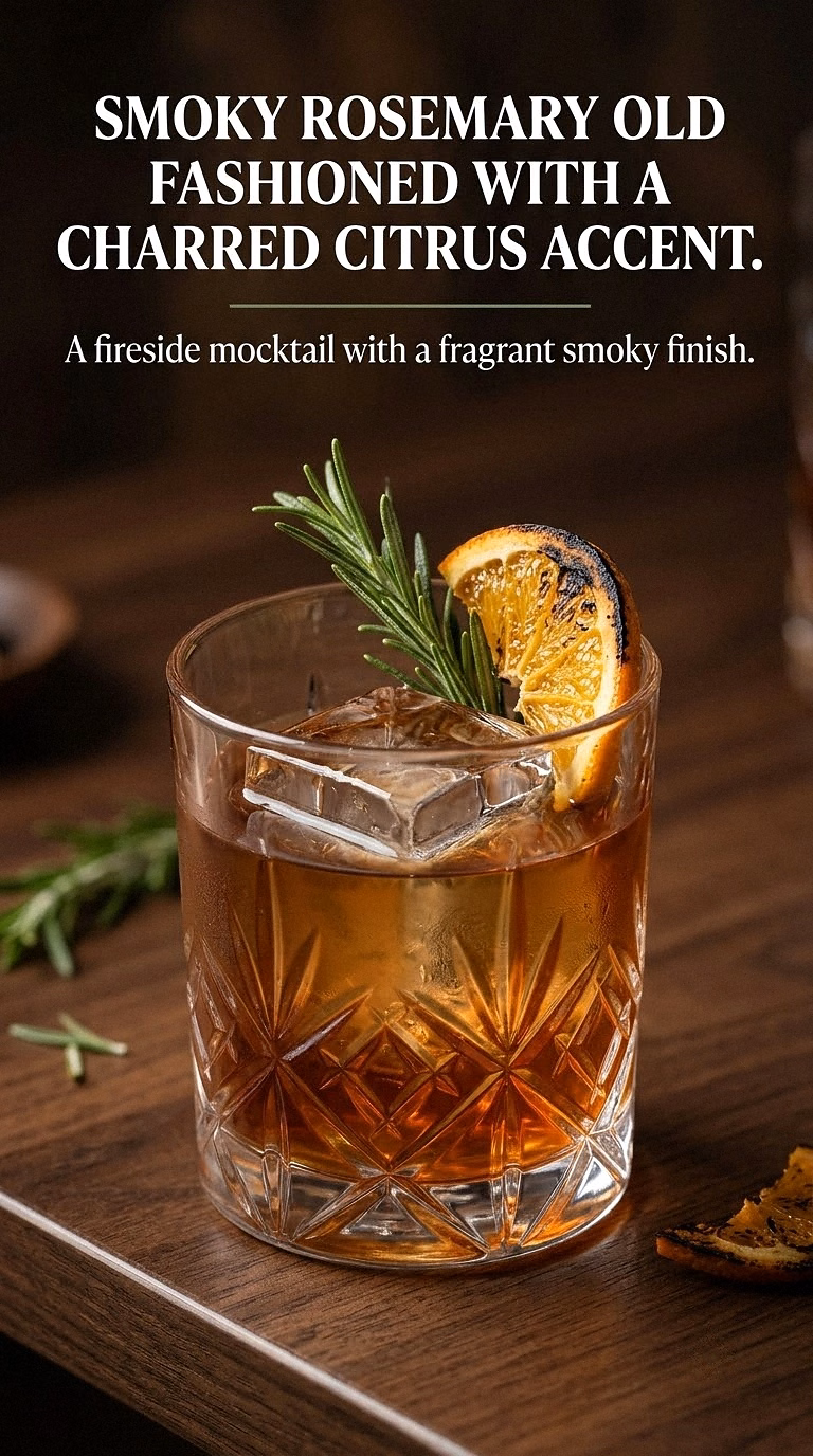 Smoky Rosemary Old Fashioned With A Charred Citrus Accent