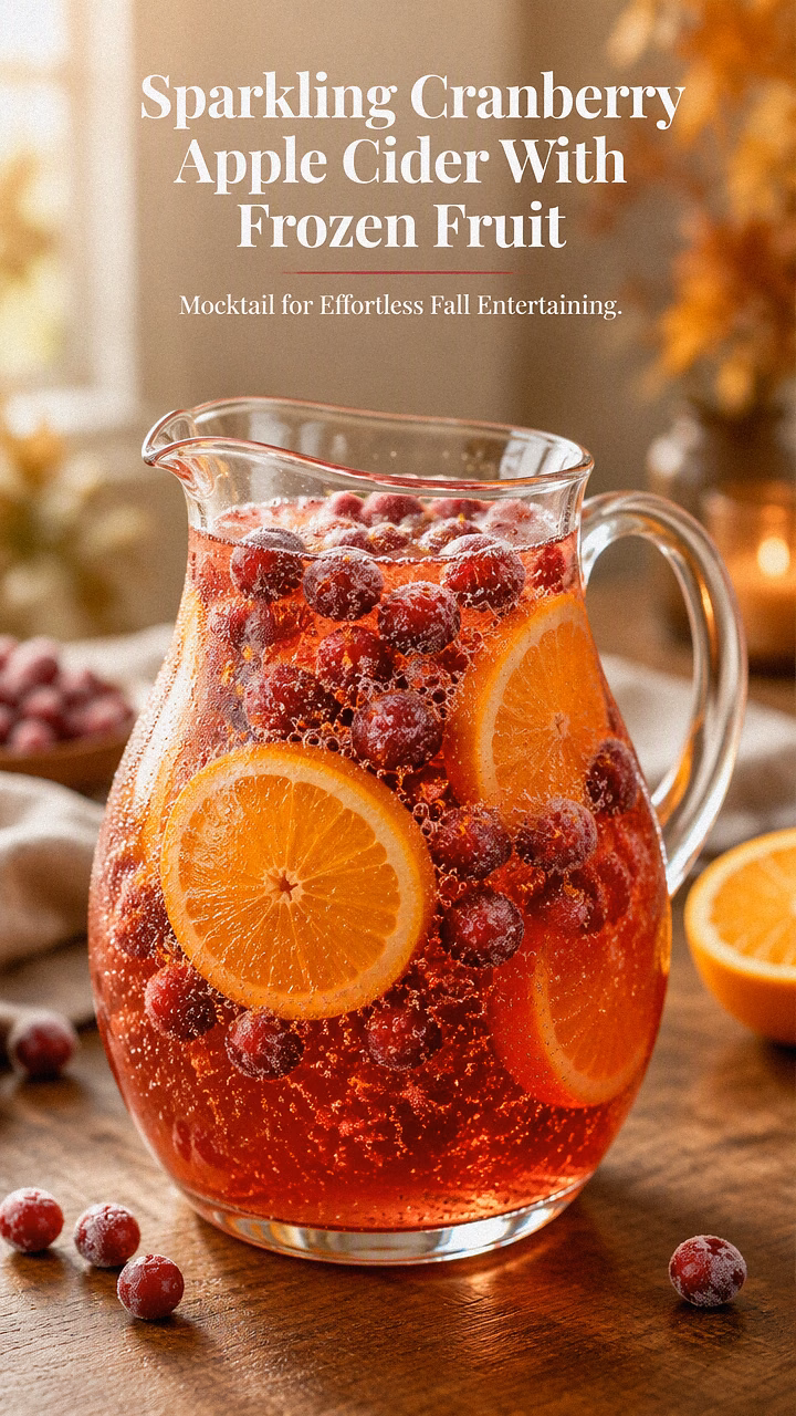 Sparkling Cranberry Apple Cider With Frozen Fruit