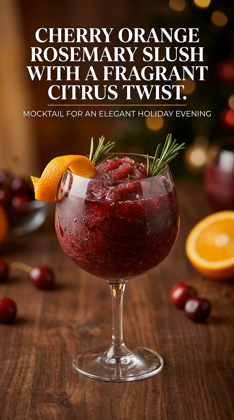 Cherry Orange Rosemary Slush With a Fragrant Citrus Twist