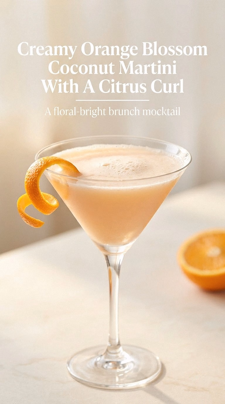Creamy Orange Blossom Coconut Martini With A Citrus Curl