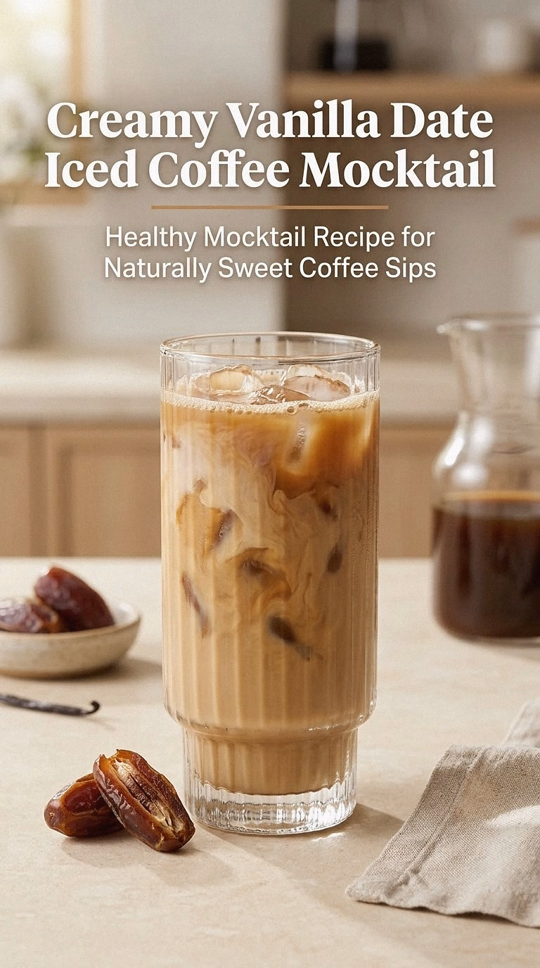 Creamy Vanilla Date Iced Coffee Mocktail