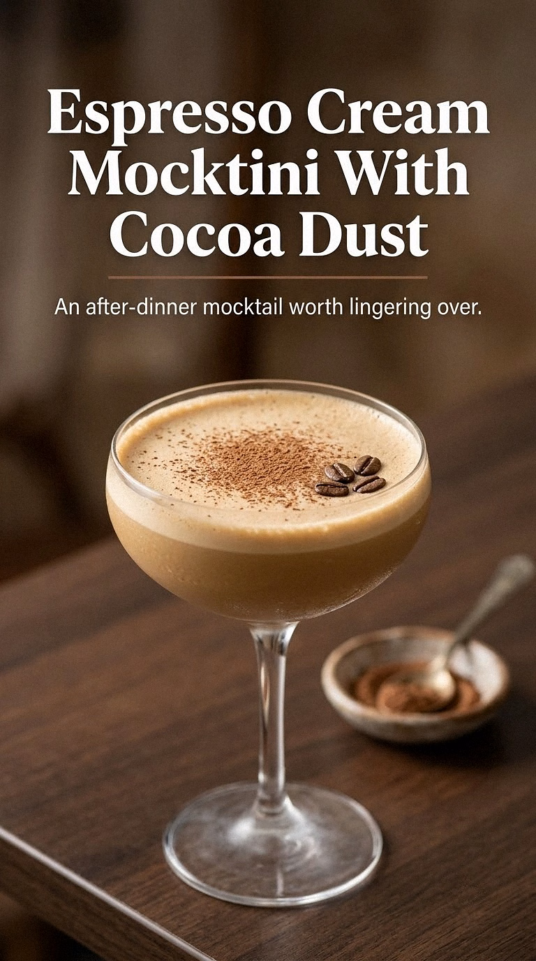 Espresso Cream Mocktini With Cocoa Dust