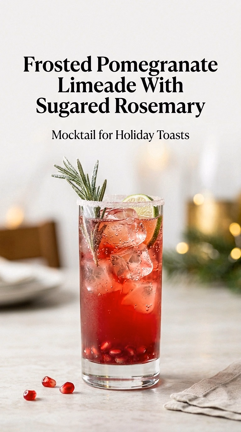 Frosted Pomegranate Limeade With Sugared Rosemary