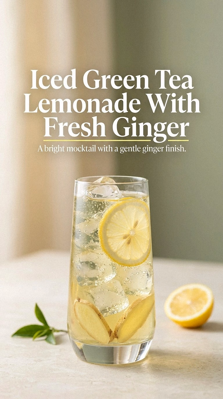 Iced Green Tea Lemonade With Fresh Ginger