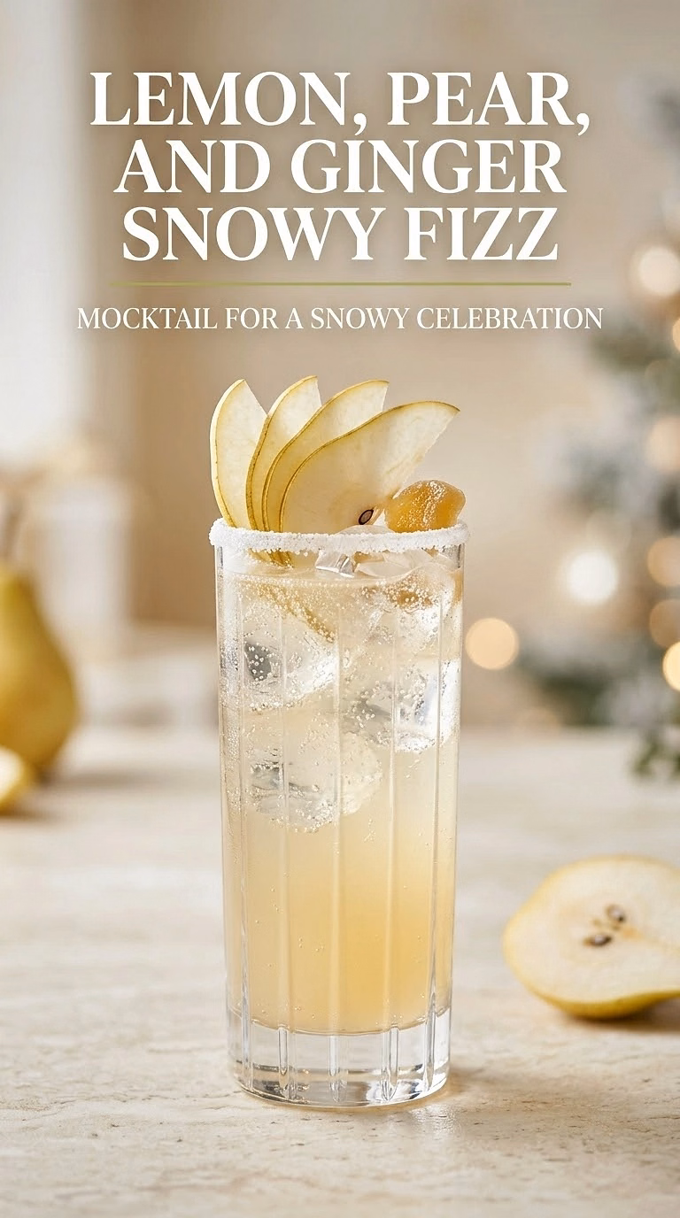 Lemon, Pear, And Ginger Snowy Fizz