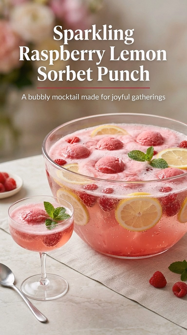 Sparkling Raspberry Lemon Sorbet Punch