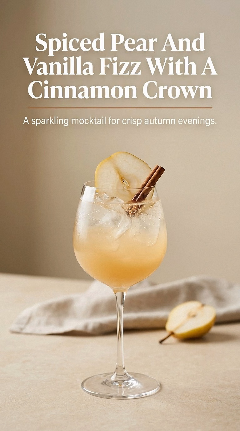 Spiced Pear And Vanilla Fizz With A Cinnamon Crown