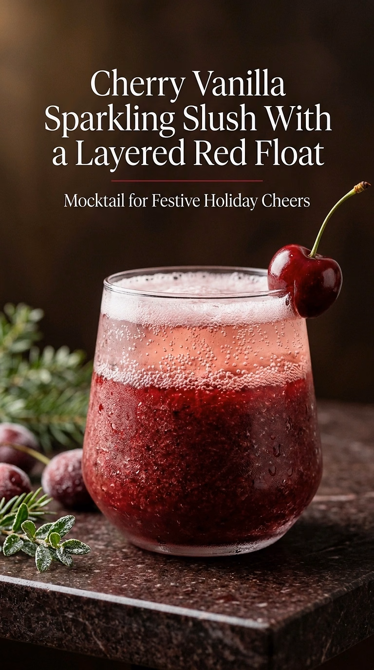 Cherry Vanilla Sparkling Slush With a Layered Red Float